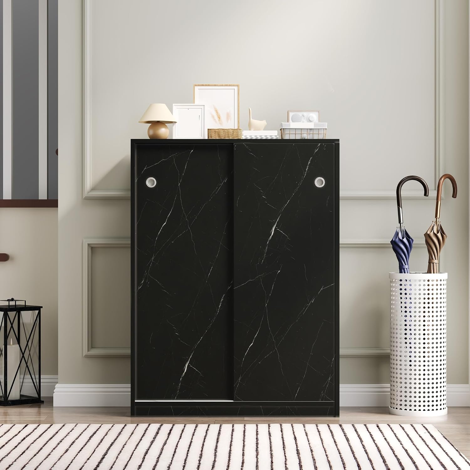 Modern Shoe Cabinet with Sliding Door, Saving Space Storage Cabinet for Entryway Hallway,for Kitchen Home