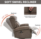 PELUMY Genuine Leather Swivel Rocking Recliner Chair for Adults, 360° Swivel Glider Rocker with Heat & Vibrating Massage, Lounge Chair for Living Room, Bedroom, Nursery Grey