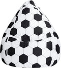Gouchee Home Brava Collection Contemporary Oversized Cotton Upholstered Soccer Design Bean Bag Chair, Black/White