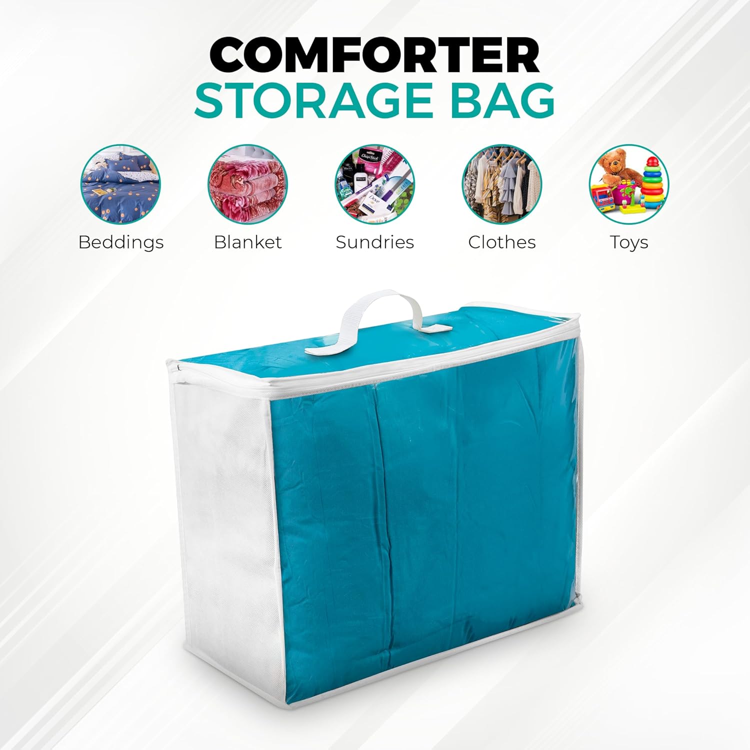 6 pack Clear Plastic Storage Bag with Zipper, Foldable Moving Bag for Comforters, Blankets, Bedding, Storage Containers, Breathable, Durable Clothes and Duvet Closet Organizers, 20x20x8