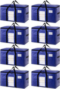 TAILI 8 Pack Dark Blue Extra Large Moving Bags, Heavy Duty Totes with Visible Window, Wrap Around Handles, Great for Storage
