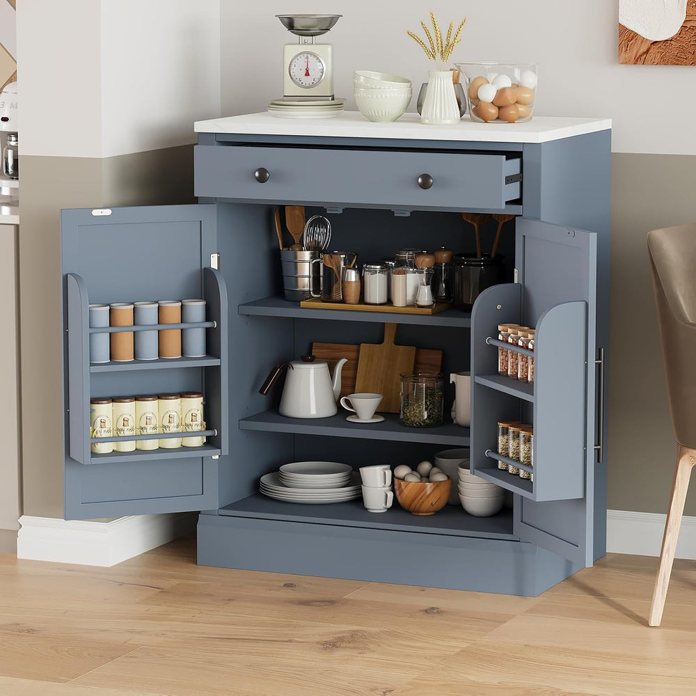 Modern Freestanding Kitchen Pantry,Buffet Food Storage, Coffee Bar Cabinet wi...