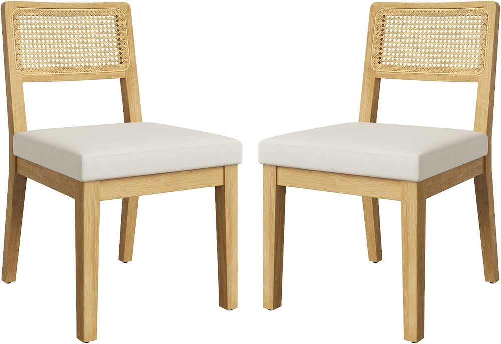 Garvee Rattan Dining Chairs Set of 2, French Country Upholstered Dining Chair...