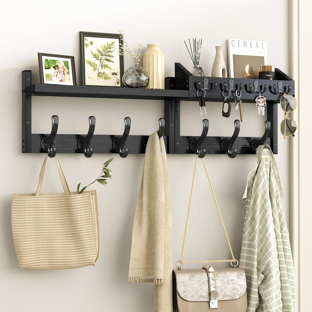 Evermagin 29" Coat Rack Wall Mount with Shelf for Entryway, Black
