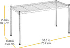 Whitmor 1 Tier Shelving Units, Wire Rack Storage Organizer, 30" L x 14" W x 15" H, Chrome