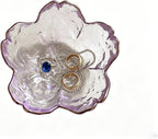 Small Jewelry Dish Tray, Flower Ring Dish Jewelry Tray, Nightstand Decor Glass Trinket Dish, Jewlery Plate Crystal Ring Holder Dish, Gifts Engagement Jewelry Bowl Dish for Rings, Earrings (Purple)