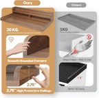 2-Tier Washer Dryer Countertop with 2.75" H Edge Rails, 58" W x 28" D Laundry Countertop for Folding Clothes, Washer and Dryer Topper with Non-Slip Pad (Dark Walnut)
