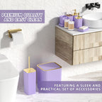 Bathroom Accessories Set - 25PC Bathroom Sets with Shower Curtain and Rugs, Purple Bathroom Set with Trash Can, Soap Dispenser, Soap Dish & Toilet Brush