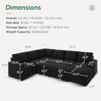 HONBAY Sectional Sleeper Sofa with Pull-Out Bed Storage Chaise, 6 Seater Couch for Living Room, Black
