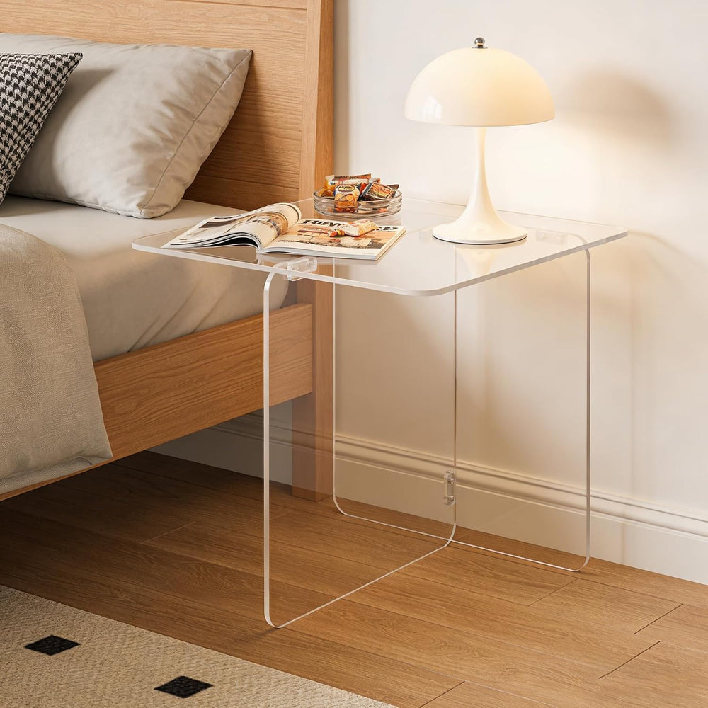 Acrylic Side Table,Clear Nightstand End Table Modern Bedside Table for Living...