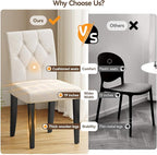 Upholstered Dining Chairs Set of 4, 19 Inches Wide Button Tufted Parsons Dining Chair with Solid Wood Legs, Modern Fabric Side Chair for Dining Room/Kitchen/Restaurant/Hotel- White Wider