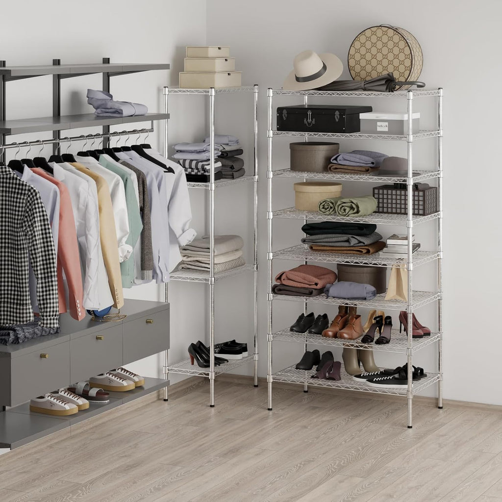 21" Deep x 36" Wide x 74" Height Wire Shelving Kit | 8-Tier | NSF Commercial Storage Rack Unit