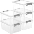 17QT Plastic Storage Bins with Lids, 5Packs Stackable Containers | Large Clear Storage Box with Durable Latching Organizing for Garage,Closet,Kitchen