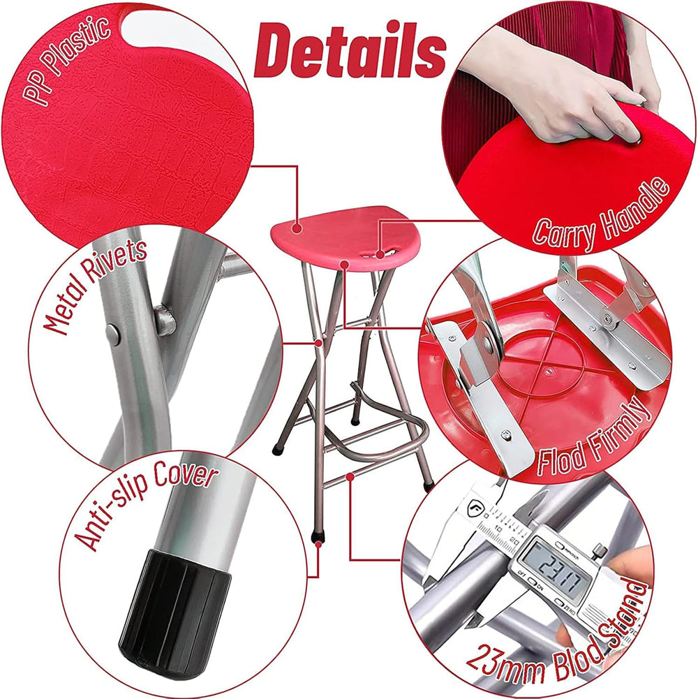 Folding Stools for Adults Portable, 28 inch Collapsible Stool Heavy Duty, Ind...