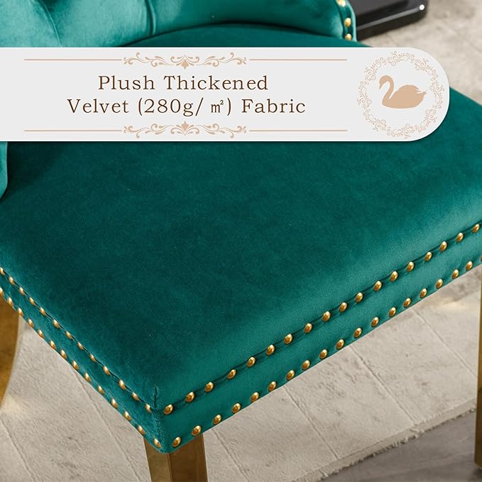 Velvet Upholstered Dining Chairs Set of 8, Modern Style Kitchen Side Chairs w...