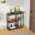 WOHOMO Console Table, Small Entryway Table with Storage Shelves 12'' Narrow Sofa Table Modern Hallway Table for Living Room 31.5" x12''x31.5'' Walnut