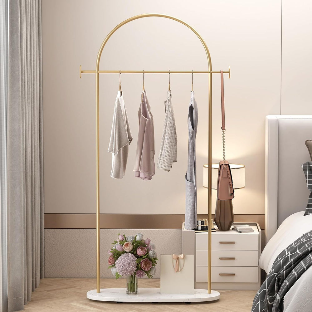 Gold Clothing Rack, Modern Clothes Rack with Shelf, Heavy Duty Freestanding C...