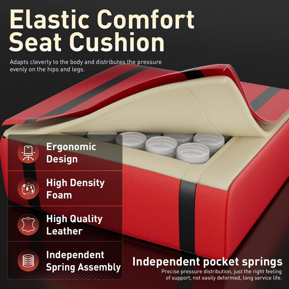 HLDIRECT High Back Gaming Chair, USB Massage Lumbar Support, Black&Red | ...