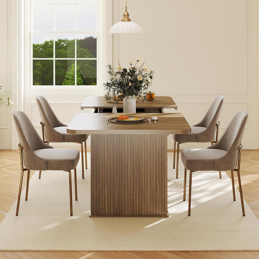 Zevemomo 63"-78.7" Expandable Dining Table, 6-10 Farmhouse Kitchen ...