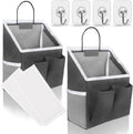 2pcs Small Wall Hanging Baskets for Organizing, Hanging Storage Bag as Over the Door Organizer, Wall File Organizer, Rv Storage and Organization. For Bedroom, Office, Camper (Black-2pcs)