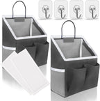 2pcs Small Wall Hanging Baskets for Organizing, Hanging Storage Bag as Over the Door Organizer, Wall File Organizer, Rv Storage and Organization. For Bedroom, Office, Camper (Black-2pcs)