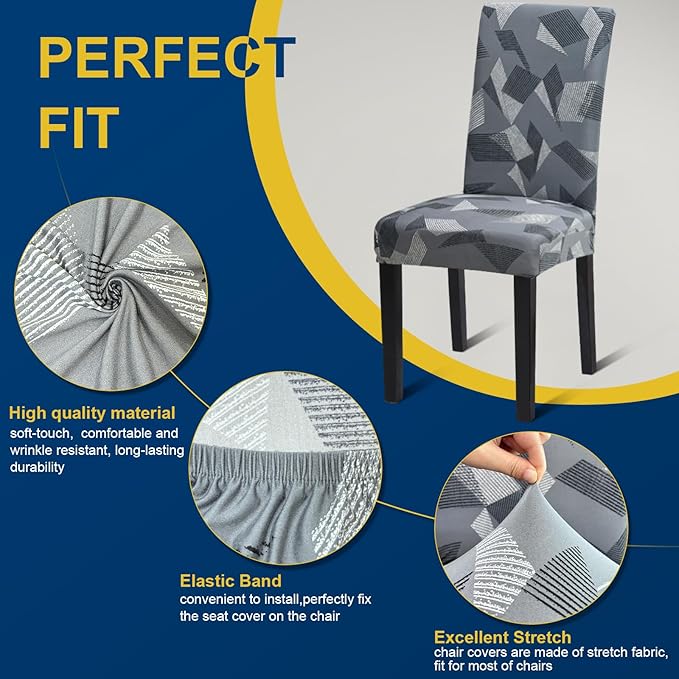 Chair Covers, Stretch Kitchen Chair Covers/Dining Chair Covers for Dining Room 8 Pack, Removable Washable Dining Chair Slipcovers for Home, Hotel, Banquet
