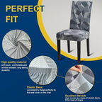 Chair Covers for Dining Room Set of 4, Dining Chair Covers, Kitchen Chair Covers, Stretch Removable Washable Dining Chair Slipcovers for Home, Hotel, Banquet, Grey Irregular Shapes
