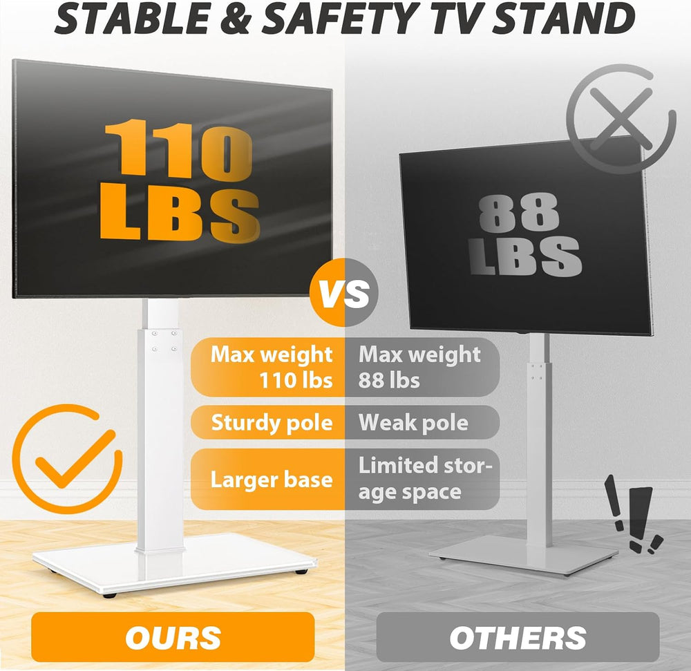 TAVR Swivel Floor TV Stand Base for 32-75 Inch TVs up to 110 lbs | Tall TV St...