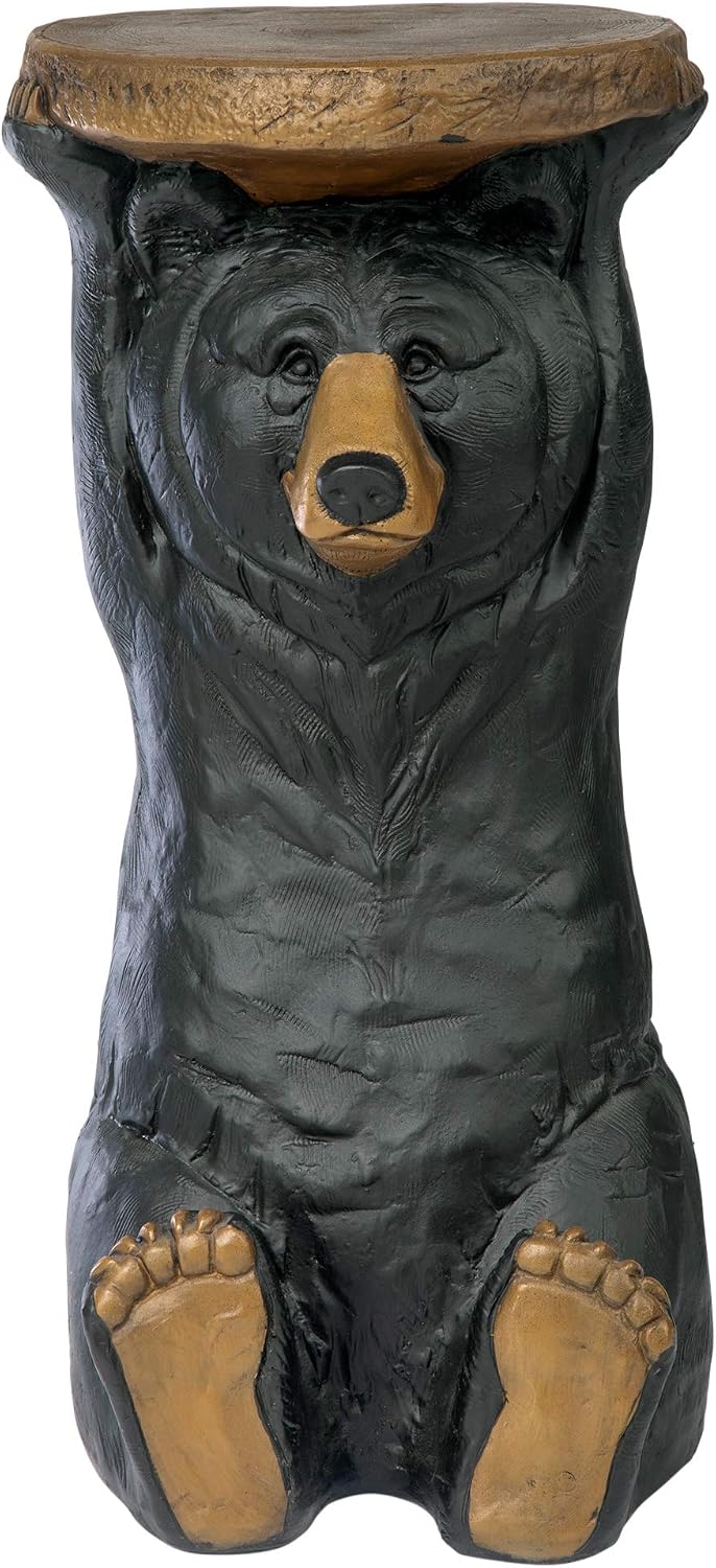 Design Toscano Black Forest Bear Pedestal Table Rustic Cabin Decor, 24 Inch T...