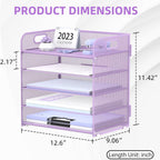 Supeasy 5 Trays Paper Organizer Letter Tray with Handle-Mesh Desk File Organizer, Paper Sorter Desk Organizer for Office, Home or School