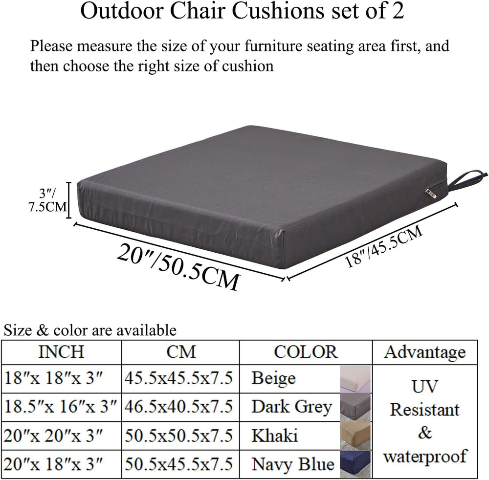 SAMTY 20 x 18 Inch Outdoor Chair Cushions for Patio Furniture UV Resistant No...