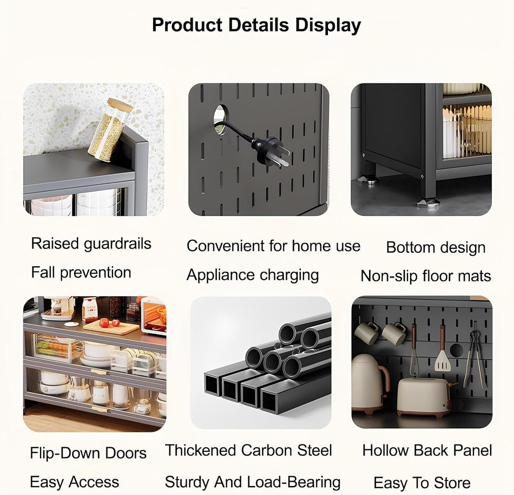 Kitchen Pantry Cabinet, Hutch Cabinet with Storage， Freestanding Cupboard, Ta...