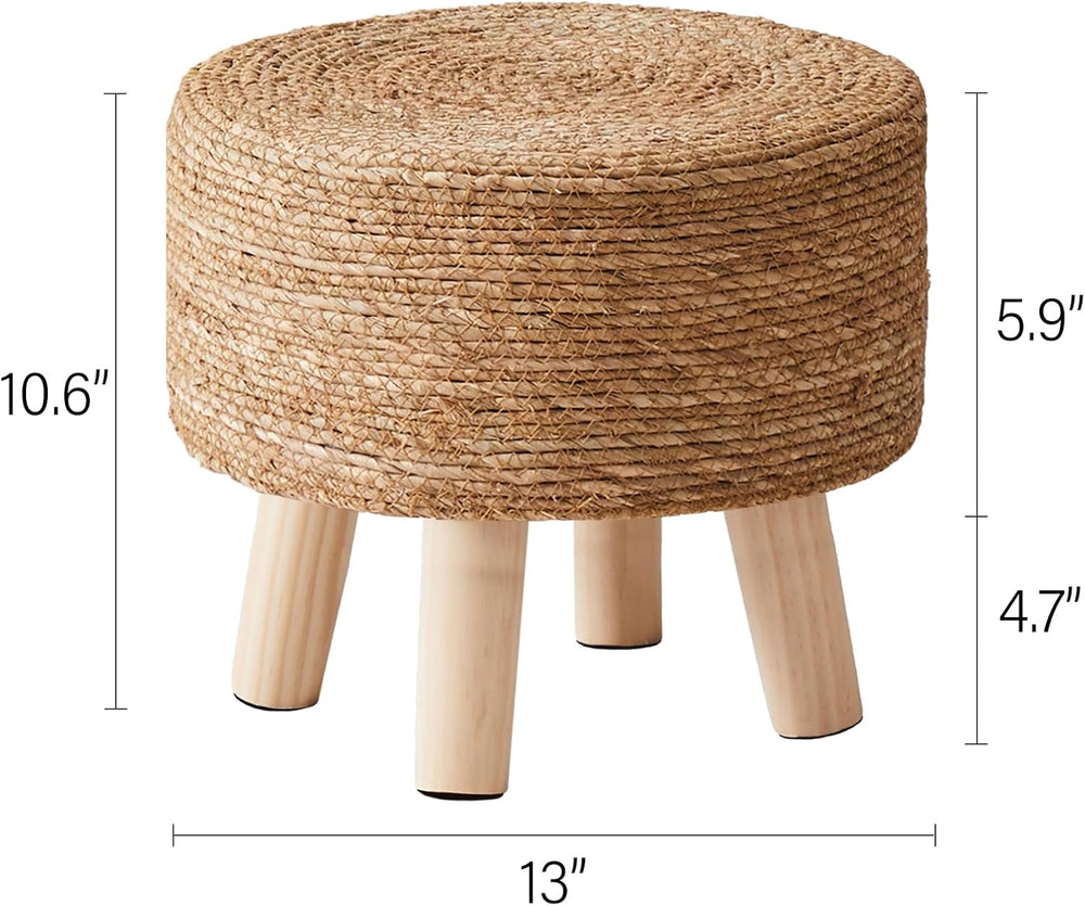 Cpintltr Foot Stool Natural Seagrass Hand Weave Poufs Round Ottoman for Couch...