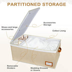 Lukeline Wedding Dress Storage Box, Wedding Dress Preservation Box with Divider, Foldable Organizer with 1 Pair of Microfiber Gloves and 20 Sheets of Acid-Free Paper for Gowns,Souvenirs