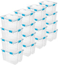 Sterilite 16-Pack Gasket Box, Weather-Resistant Storage Bins with Latching Lids, 80 Quart - Heavy-Duty Organizing Containers for Closet, Bathroom, and Office