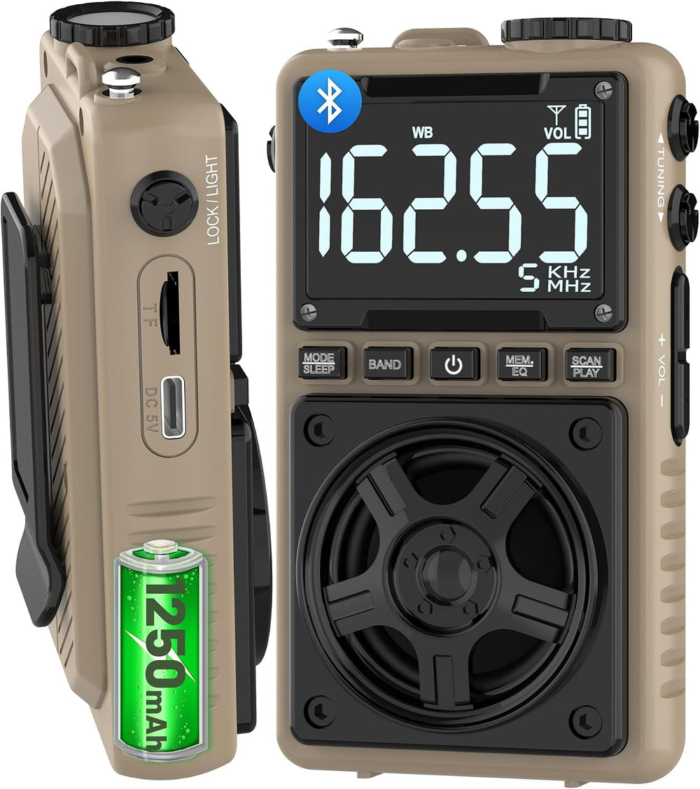 AM FM Shortwave Radio with NOAA Weather Alert,1250mAh Rechargeable Battery