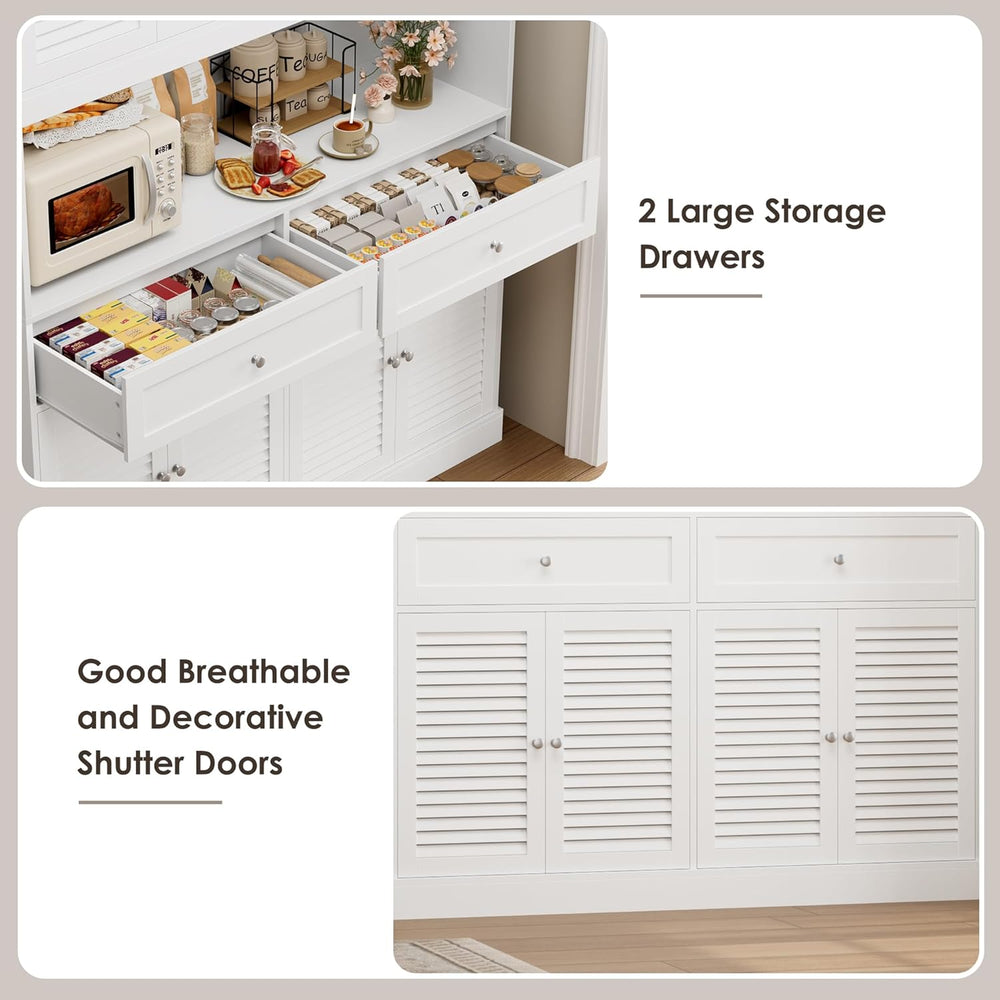 HIFIT 71“HX55“W Large Pantry Cabinet for Food Storage, Farmhouse Kitchen Hutc...