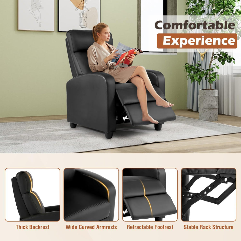 BestMassage | Recliner Chair | No Massage Function | Leather Black | with Lum...