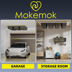 Overhead Garage Storage Rack Extra Large-Organizes Up to 15 Tote Bins 0.1-inch Thickened Heavy Alloy Steel Garage Tote Storage System with Adjustable Rails-Ceiling Storage Rack