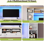 94.5" Wall Unit Entertainment Center with Doors, Farmhouse TV Stand with Bookshelves, Storage Cabinet, Fits TVs up to 78", Large Media Console with LED Light and Power Outlet, for Living Room