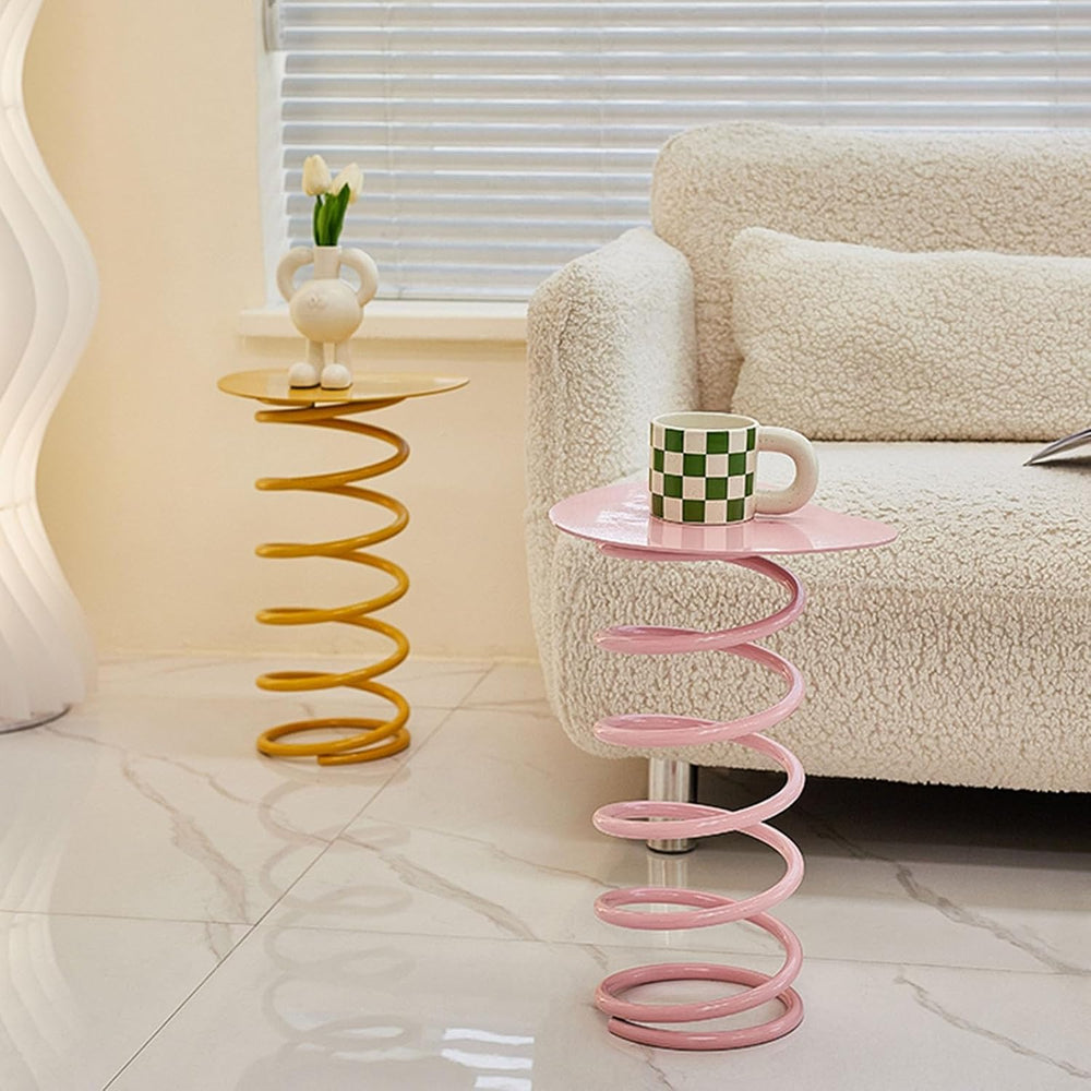 Spring Shape Side Table, Heart Shaped Accent Table, Iron Material, No Install...