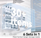 YASONIC Shower Caddy, Large Capacity Bath Organizer with Soap Holder and 12 Hooks, 6 Pack Rustproof Bathroom Shelves for Inside Shower, No Drilling&Sleek Bathroom Organizers and Storage White