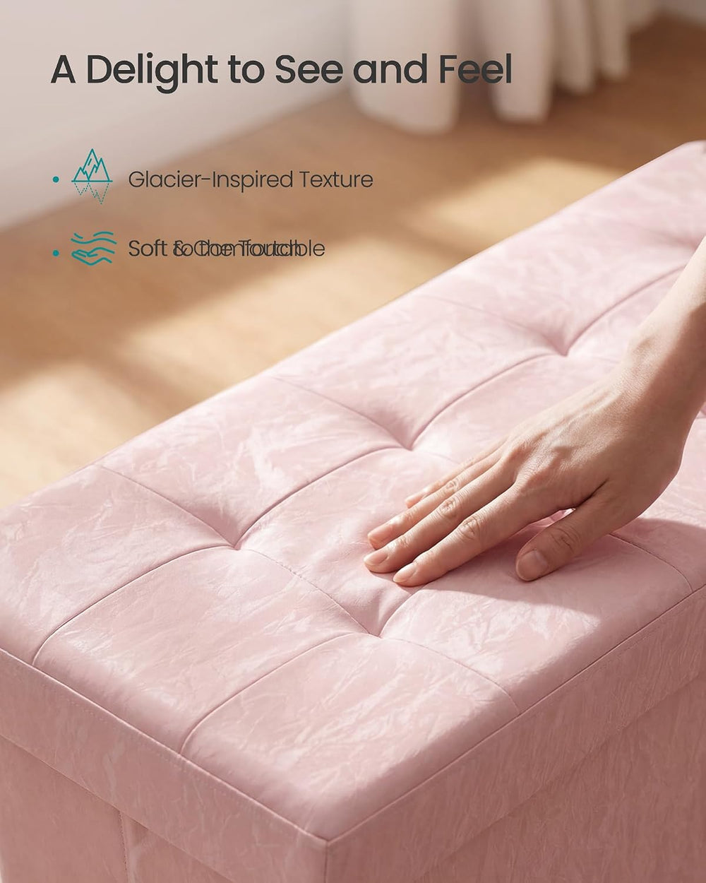 SONGMICS Storage Ottoman Bench, PU Leather Foldable Footrest, Padded Seat | C...