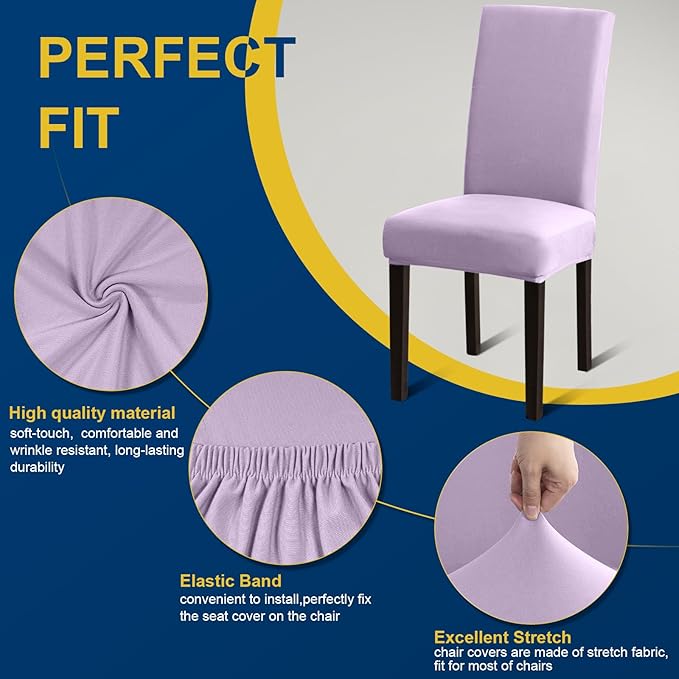 Chair Covers, Stretch Kitchen Chair Covers/Dining Room Chair Covers Set of 8, Removable Washable Dining Chair Slipcovers for Home, Hotel, Banquet