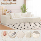 Modular Sectional Sofa, 108" L-Shaped Boneless Couch with Deep Seat, Corduroy Cloud Couch for Living Room, Bedroom, No Assembly Required, Ship in a Box, Checkered Beige