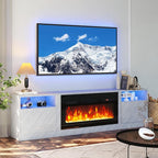 oneinmil 80” TV Stand with 36” Electric Fireplace, Large Modern Media Entertainment Center with Storage Cabinet and 12 Colors LED Lights for TVs Up to 90", Grey+Black
