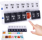 HRX Package Pill Organizer 2 Times a Day, Easy Fill & Open Weekly Medicine Box Vitamin Cases for 7 Day AM PM