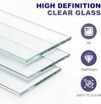Modern Grey Lighted Glass Display Cabinet with Two Drawers, Dining China Hutch with 3 Tiers Storage Shelves, Wooden Curio Display Showcase for Living Room Kitchen (A-23'' Glass Cabinet)