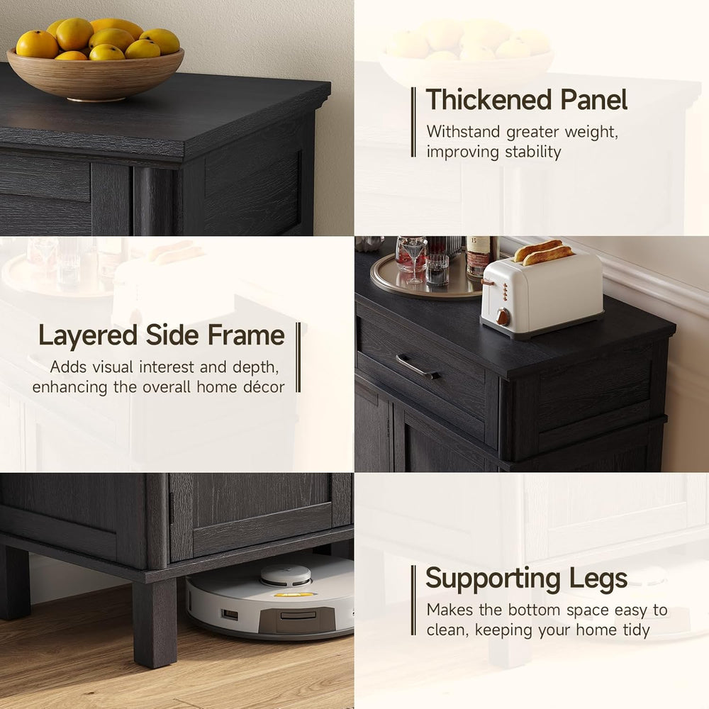 48 Inch Sideboard Buffet Cabinet with Storage, Farmhouse Coffee Bar Cabinet w...