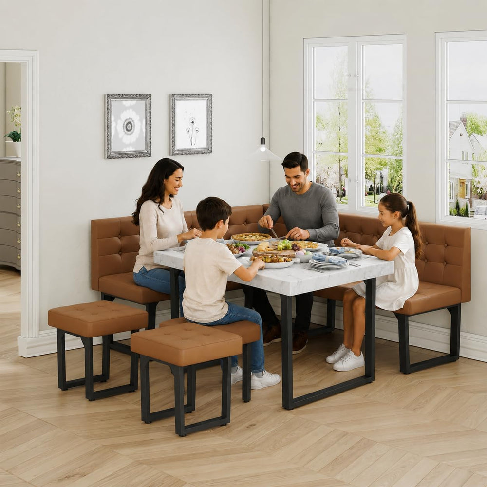 XIAO WEI Corner Dining Table Set for Small Spaces, 72 Inch Breakfast Nook wit...